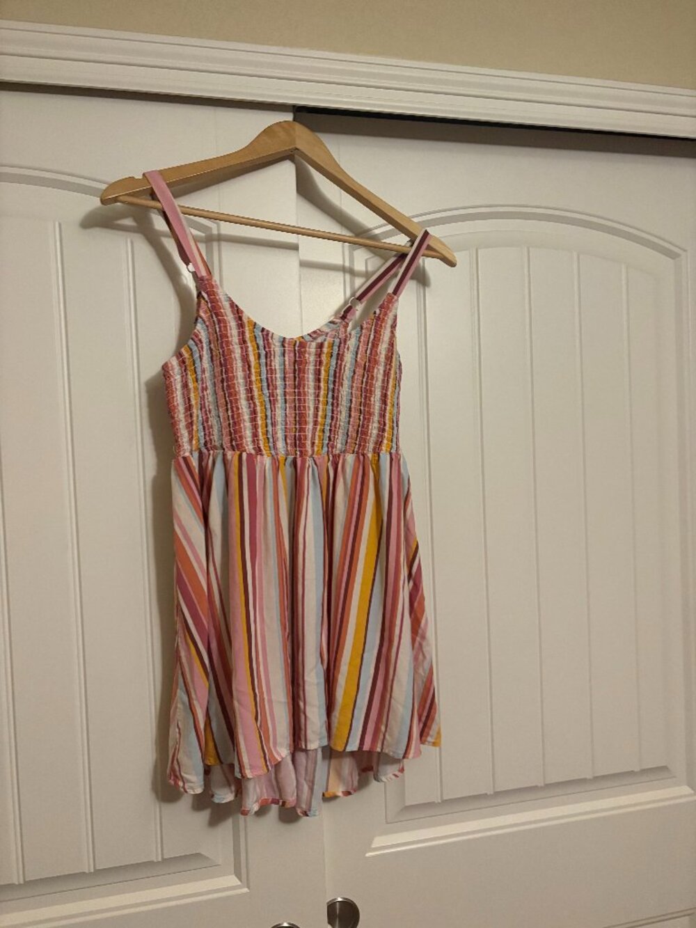 Torrid Smocked Challis Babydoll Tunic Torrid Size 00 US Size Medium Dolce Stripe
